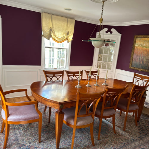 ON SALE John Widdicomb Dining Table and Chairs (2 Arm and 6 Side)