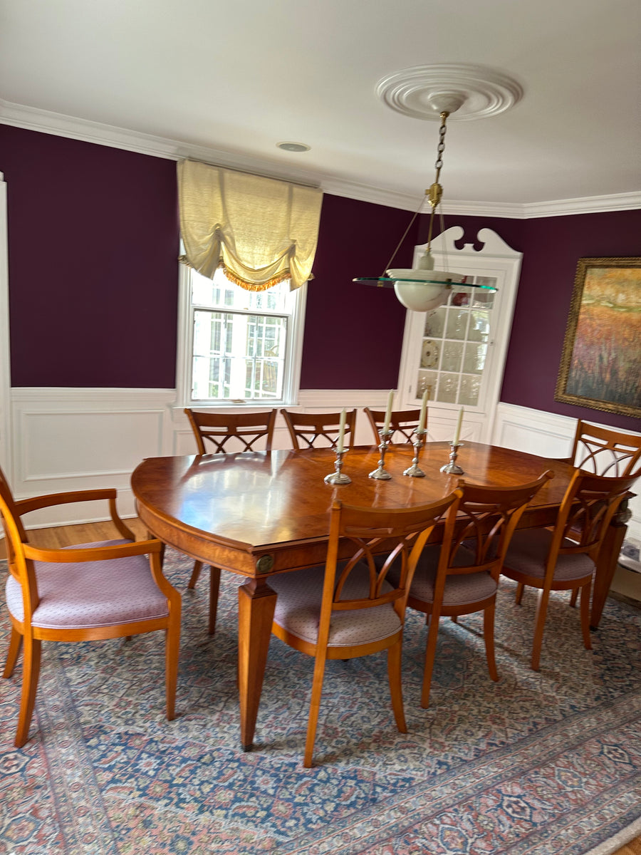 ON SALE John Widdicomb Dining Table and Chairs (2 Arm and 6 Side)