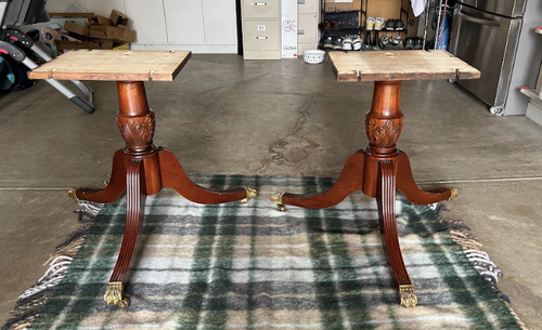 Hickory Chair Banded Double Pedestal Dining Table