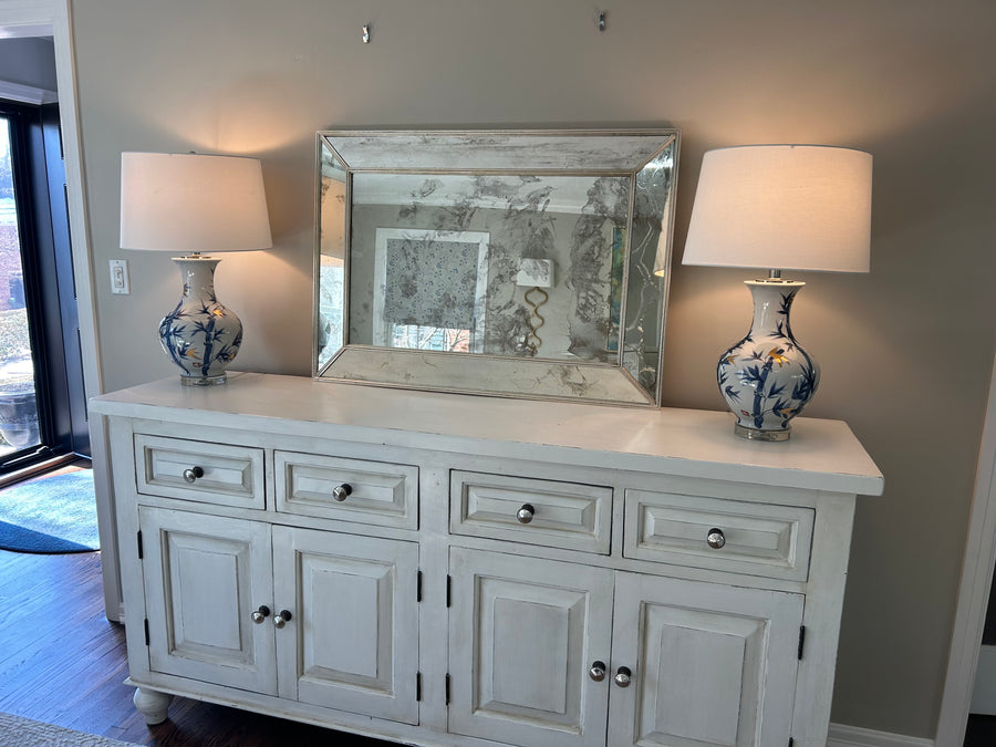 Blue and White Lamps with Acrylic Base (Pair)