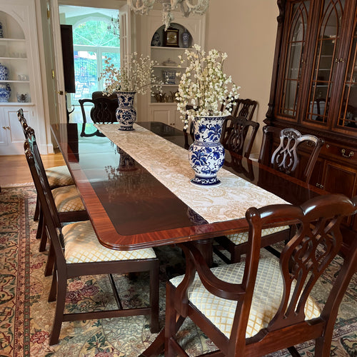 Stickley Double Pedestal Dining Table and 8 Chairs