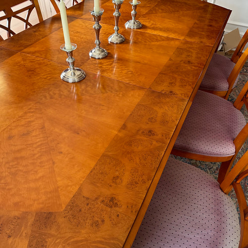 ON SALE John Widdicomb Dining Table and Chairs (2 Arm and 6 Side)