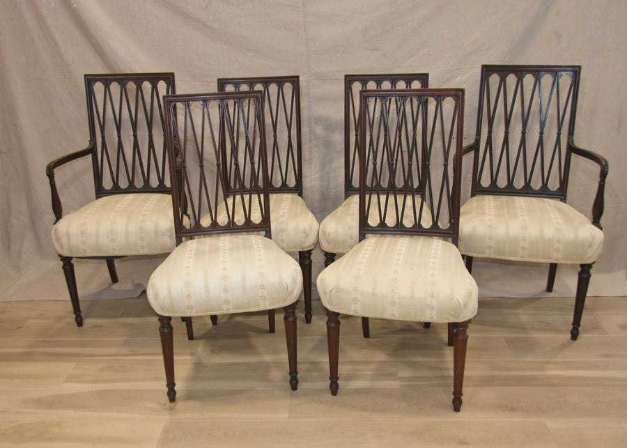 NOW ON SALE Sheraton Style, Mahogany Dining Chairs (Set of 6)