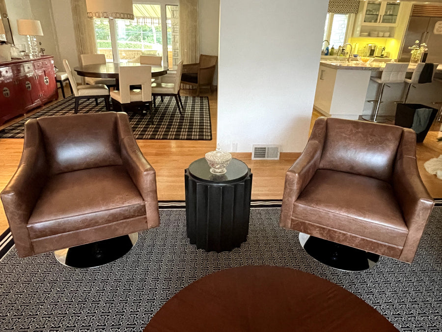 Mitchell Gold+ Bob Williams Pair of Cara Leather Barrel Chairs