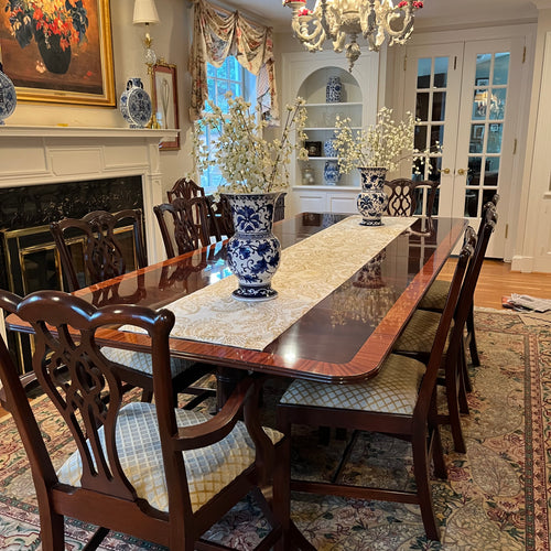 Stickley Double Pedestal Dining Table and 8 Chairs