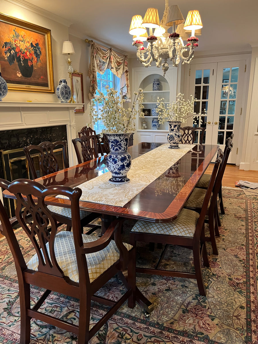 Stickley Double Pedestal Dining Table and 8 Chairs