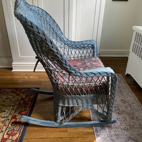 ON SALE Vintage Wicker Chair, Rocker and Footstool