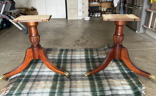 Hickory Chair Banded Double Pedestal Dining Table