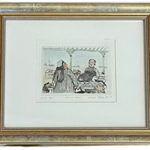 Michael Chaplin FRAMED Original Etching with Watercolor - The Old Trout