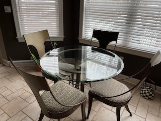 Round Glass Dining Table & 4 Chairs