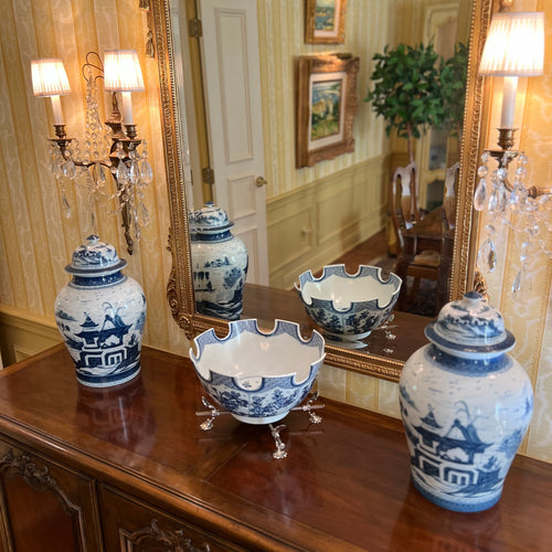 Mottahedeh Blue and White Vista Alegre Ginger Jars