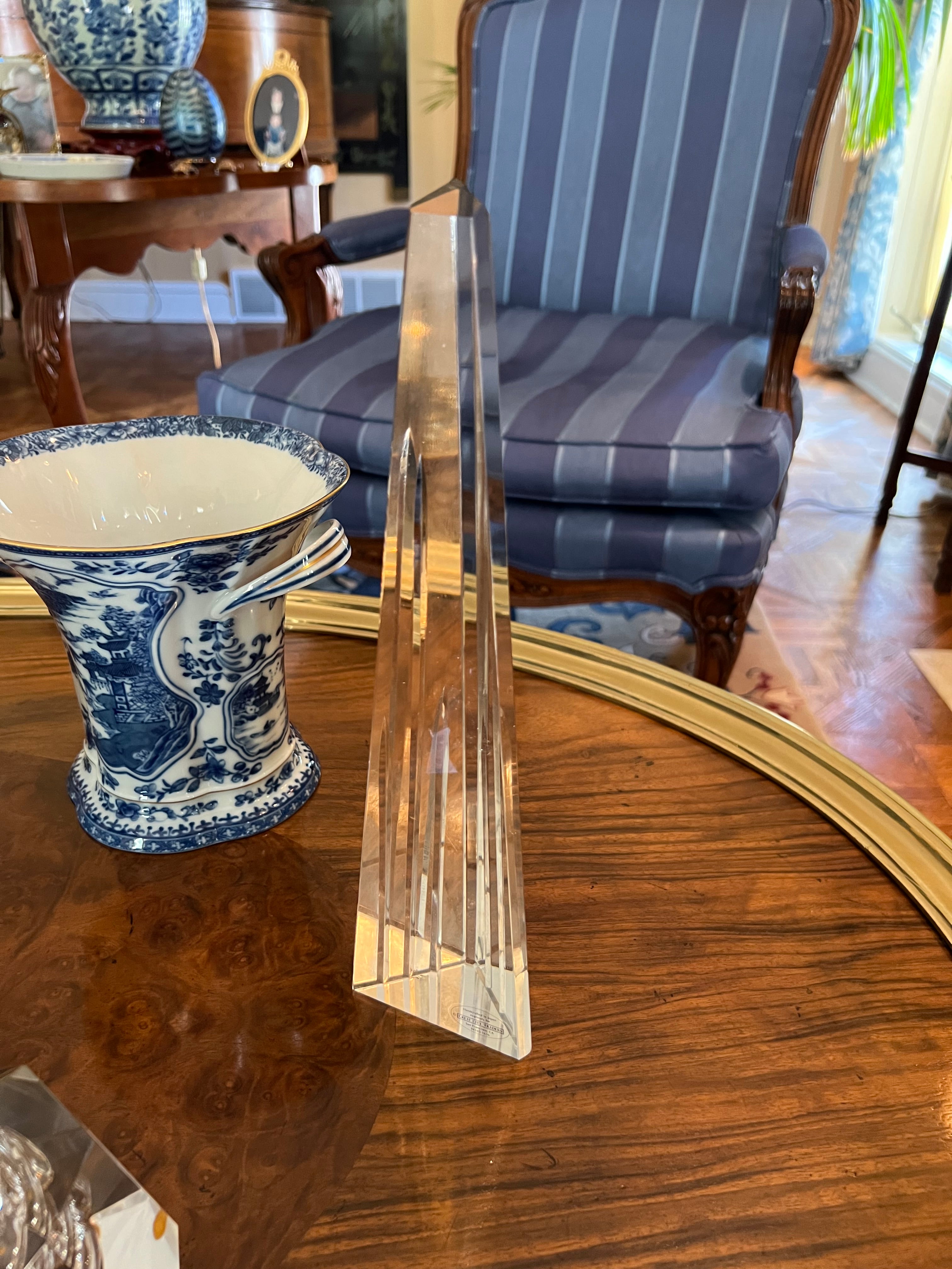 Great City Traders Cut Crystal Obelisk With Triangular Base Curated Fine Furnishings