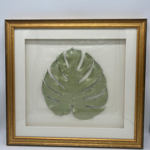 Chelsea House Green Leaf Pictures with Gold Frames-Set of 2