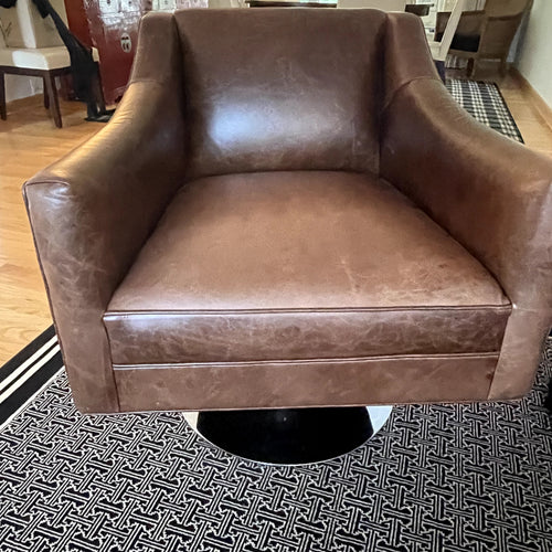 Mitchell Gold+ Bob Williams Pair of Cara Leather Barrel Chairs