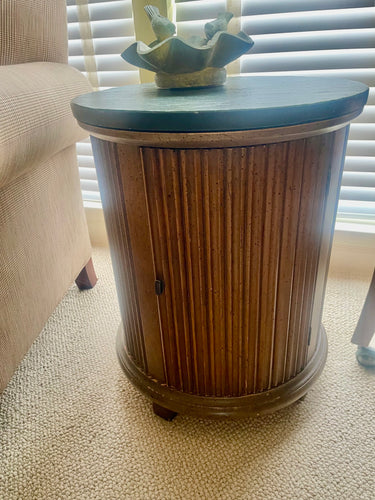 Round Side Table with Black Slate Top