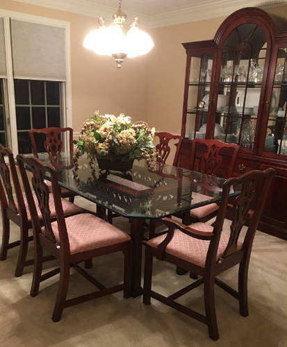 Pennsylvania House Dining Table, 6 Chairs & Breakfront (sold as set)