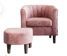 Pink Accent Chair with Ottoman