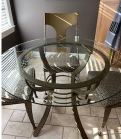 Round Glass Dining Table & 4 Chairs