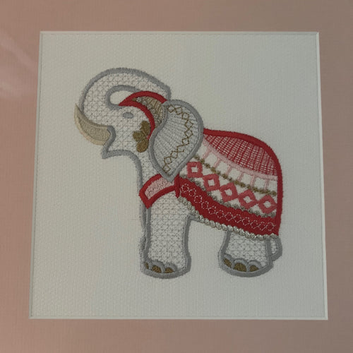 Adorable Two Elephant Prints Embroidered with Custom Frames