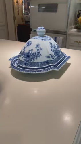 ON SALE Mottahedeh Blue and White Covered Dish